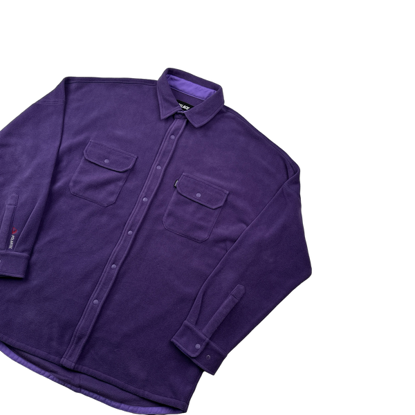 Palace Polartec Fleece Purple Buttoned Spellout Overshirt - Large