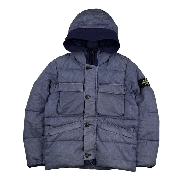 Stone Island Purple Lino Resinato Down TC Puffer Jacket Small