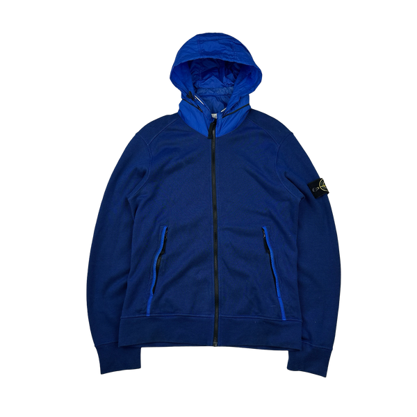 Stone Island 2014 Blue Cotton Nylon Blend Zipped Jumper - Small