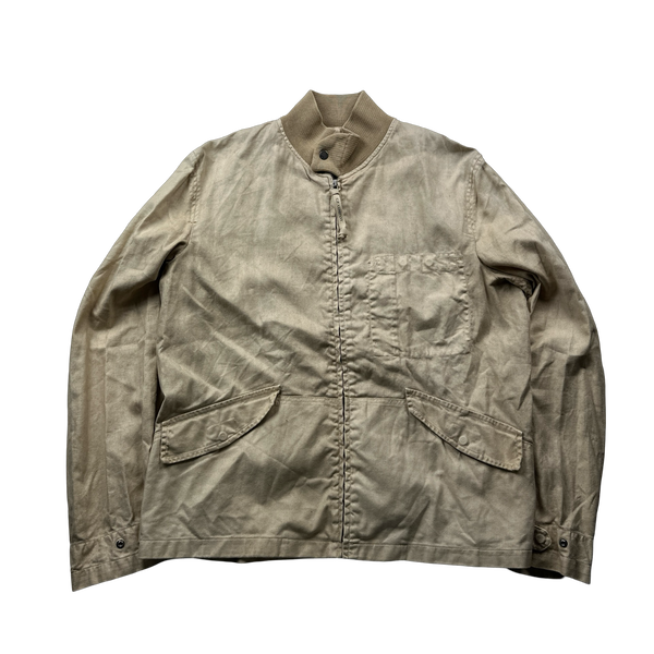 CP Company 2002 Lino Flax Cotton Blend Tan Harrington - Medium