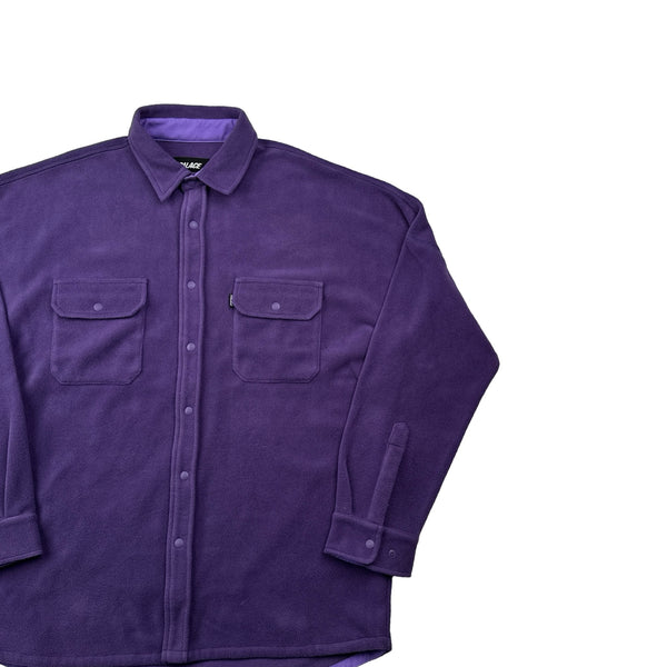 Palace Polartec Fleece Purple Buttoned Spellout Overshirt - Large