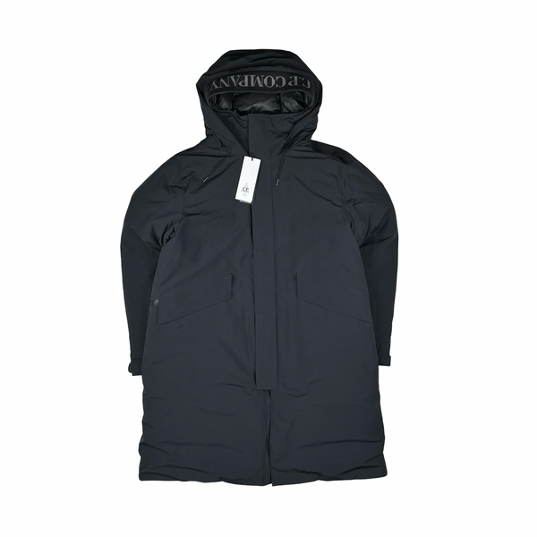 CP Company Black Micro M Down Filled Spellout Parka Jacket - Small