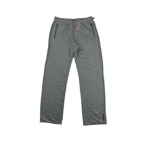 Prada Deadstock Grey Red Tab Cotton Joggers - 32"