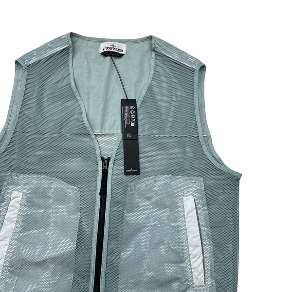 Stone Island 2023 Blue Reflective Marina Mesh Vest - Medium