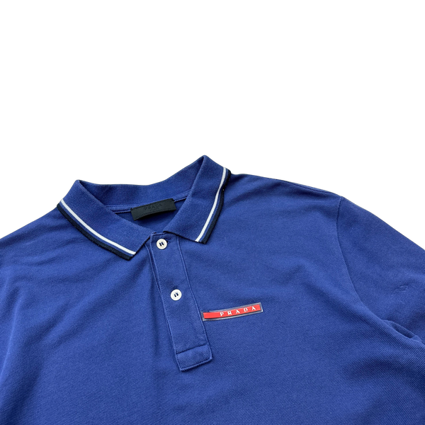 Prada Blue Cotton Polo Shirt - Large