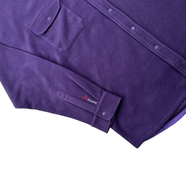 Palace Polartec Fleece Purple Buttoned Spellout Overshirt - Large