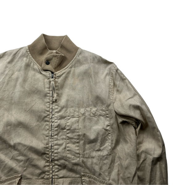 CP Company 2002 Lino Flax Cotton Blend Tan Harrington - Medium