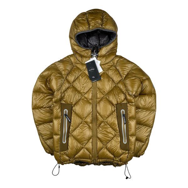 And Wander Gold Pertex Diamond Quilted Hooded Puffer Jacket - Small