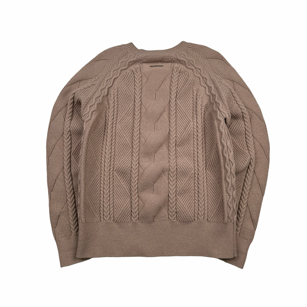 Burberry Blush Pink Wool Cable Knit Jumper - Medium