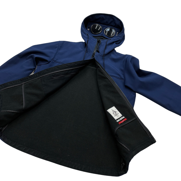 CP Company Navy Blue Fleece Lined Soft Shell Goggle Jacket - Medium