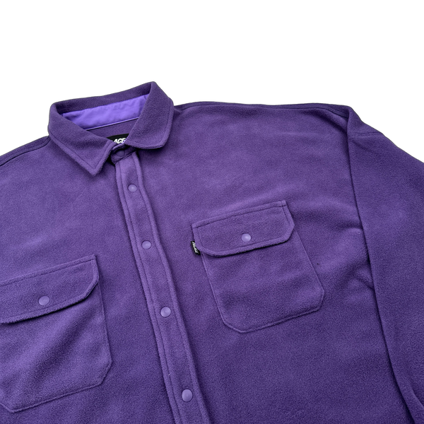 Palace Polartec Fleece Purple Buttoned Spellout Overshirt - Large