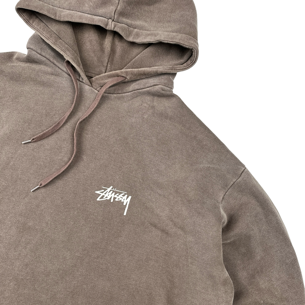 Stussy Brown Mushroom Graphic Print Cotton Pullover Hoodie - XL