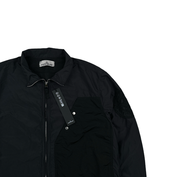 Stone Island 2024 Black Embroidered Compass Zipped Overshirt - Medium