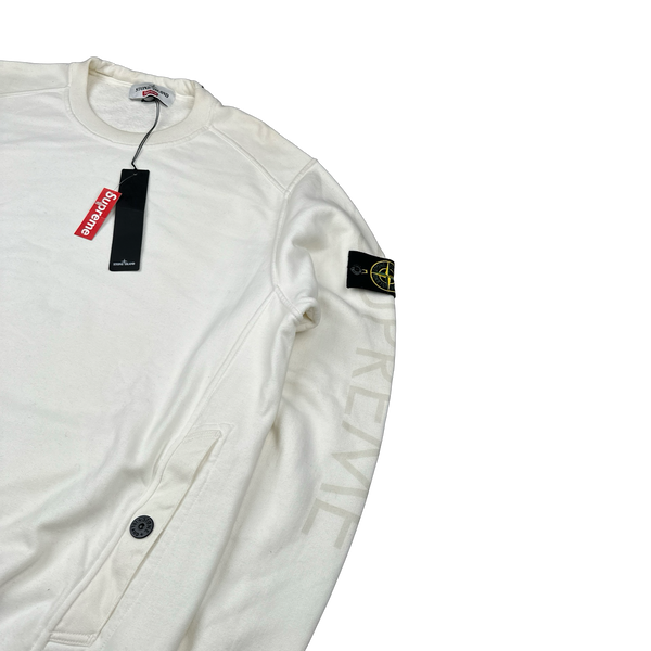 Stone Island Supreme 2014 White Cotton Spellout Tracksuit - XL