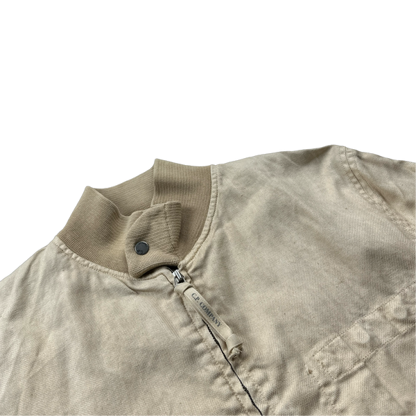 CP Company 2002 Lino Flax Cotton Blend Tan Harrington - Medium