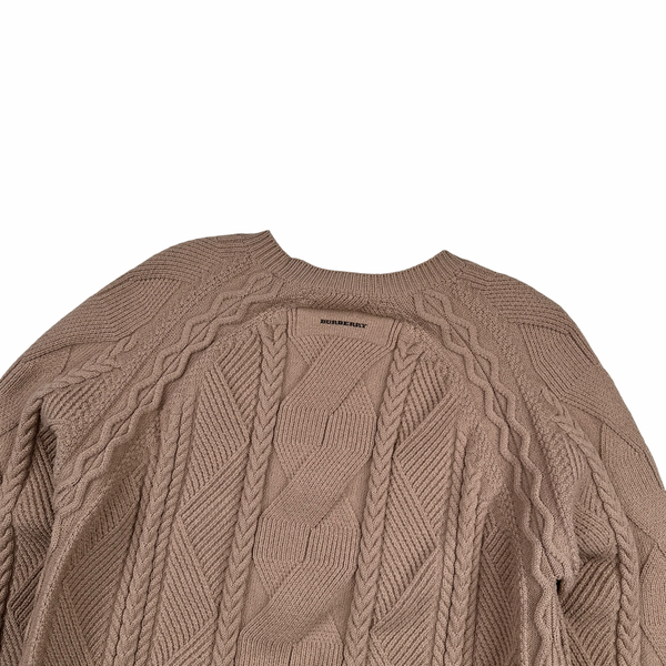 Burberry Blush Pink Wool Cable Knit Jumper - Medium