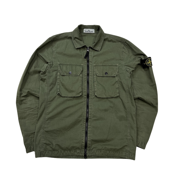 Khaki green outlet stone island overshirt