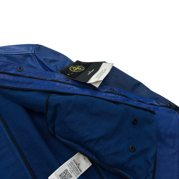 Stone Island 2014 Blue Lightweight Leather Felpa Jacket - Large