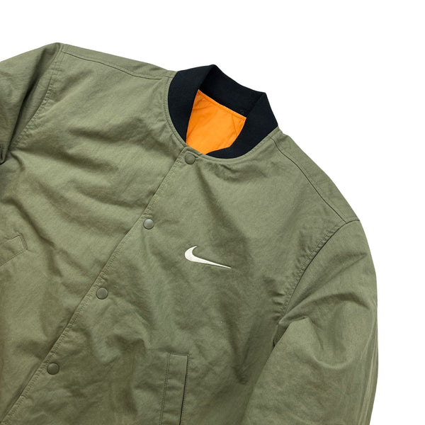 Nike x Stussy 2023 Reversible Green/Orange Patch Work Bomber Jacket - Medium