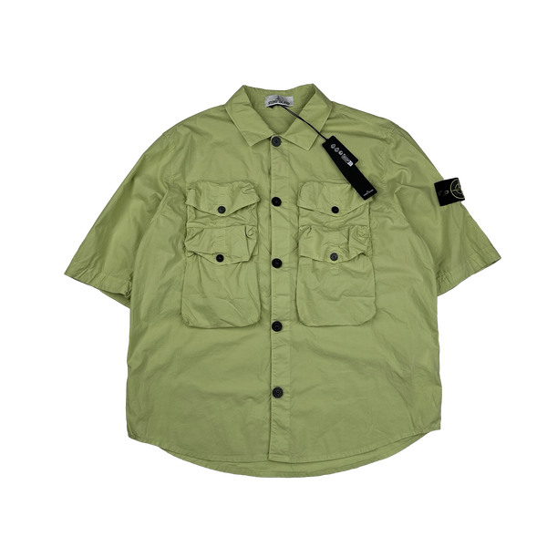 Stone Island 2022 Green Double Pocket Short Sleeve Overshirt - Large