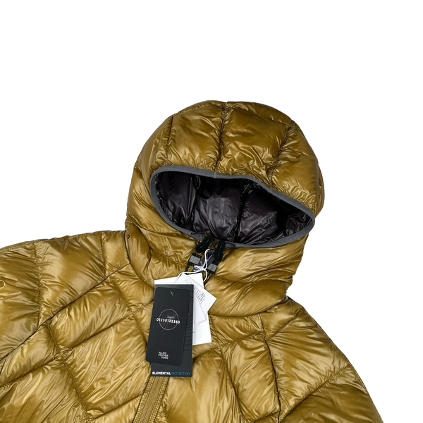 And Wander Gold Pertex Diamond Quilted Hooded Puffer Jacket - Small