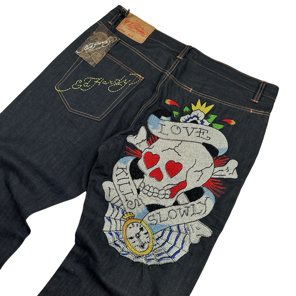 Ed Hardy by online Christian Audigier Denim Jeans Women’s 29 Rhinestone Skull Pockets