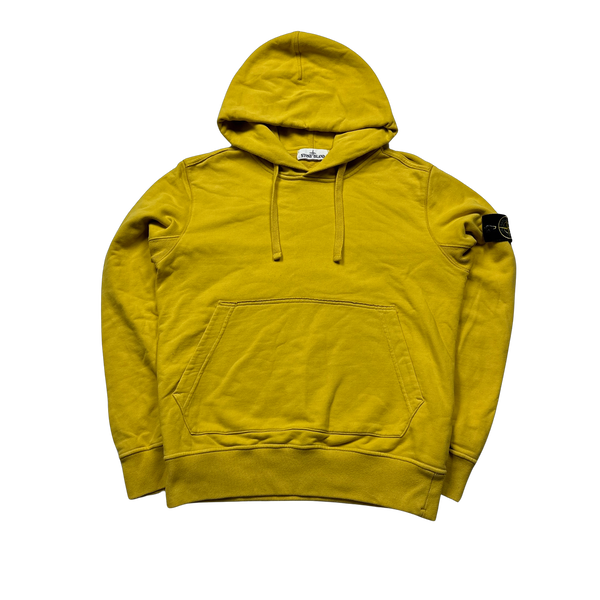 Stone Island Yellow Cotton Pullover Hoodie - Medium
