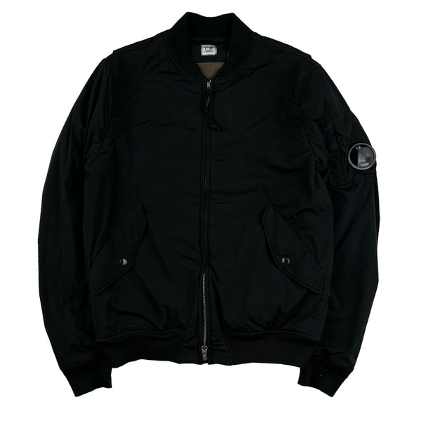 CP Company Black Nycra Fleece Lined Bomber Jacket Large Mat s Island