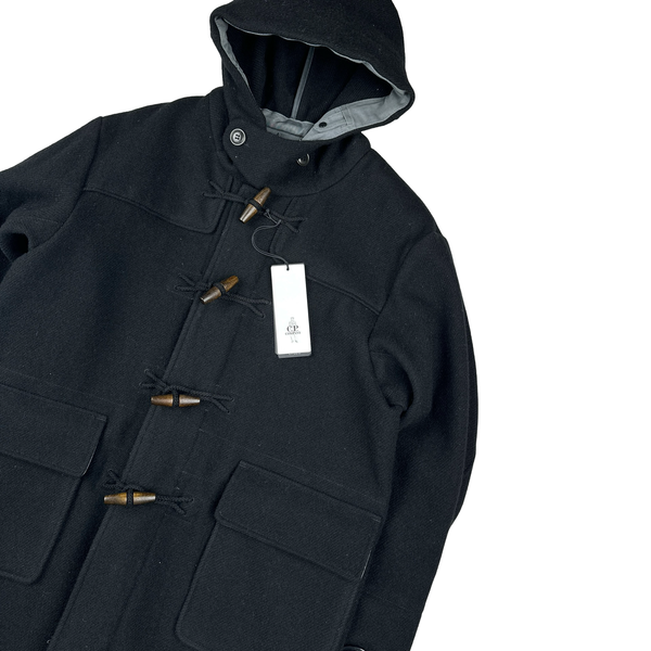 CP Company Black Wool Spellout Watch Viewer Duffle Jacket - XL