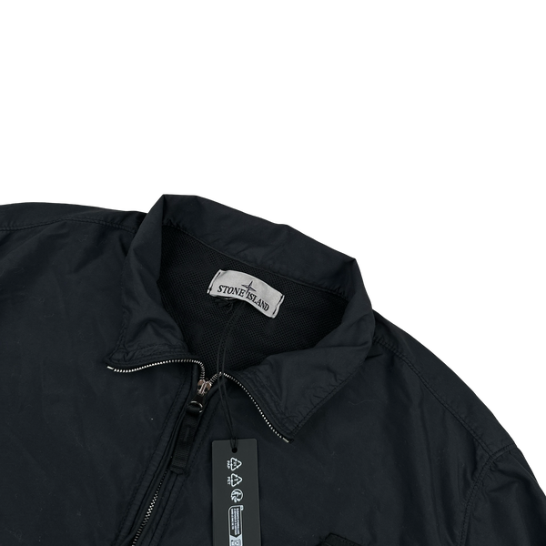 Stone Island 2024 Black Embroidered Compass Zipped Overshirt - Medium