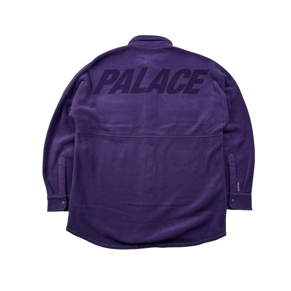 Palace Polartec Fleece Purple Buttoned Spellout Overshirt - Large