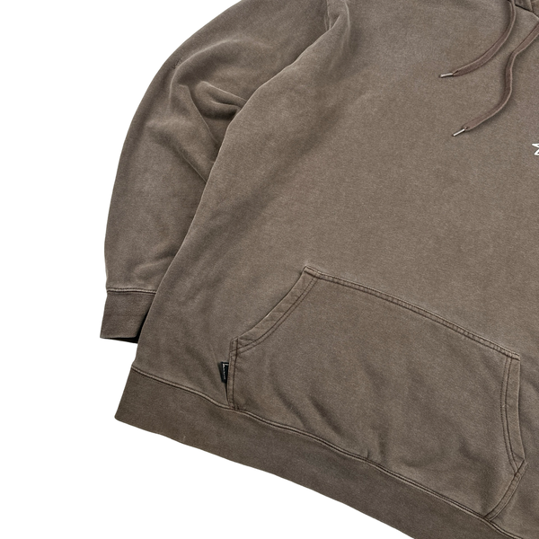 Stussy Brown Mushroom Graphic Print Cotton Pullover Hoodie - XL