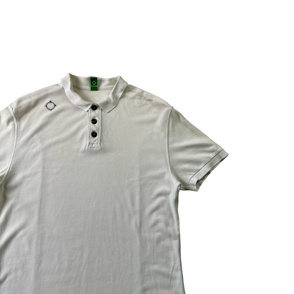 Ma Strum White Cotton Polo Shirt - Small