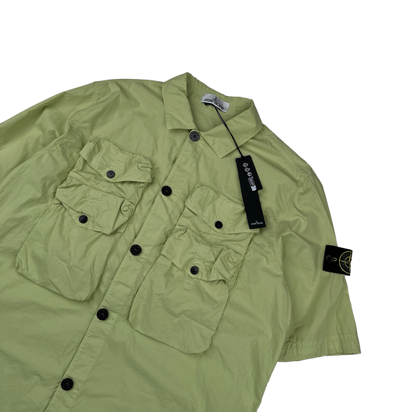 Stone Island 2022 Green Double Pocket Short Sleeve Overshirt - Large