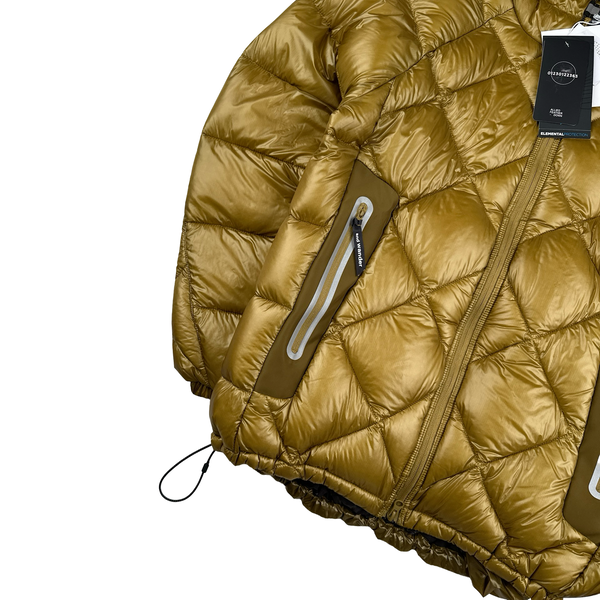 And Wander Gold Pertex Diamond Quilted Hooded Puffer Jacket - Small