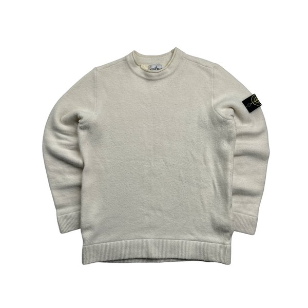 Stone Island 2022 White Knitted Pullover Jumper - Large