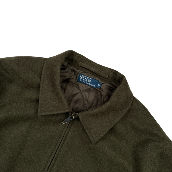 Ralph Lauren 2004 Khaki Wool Quilted Lined Harrington - XL