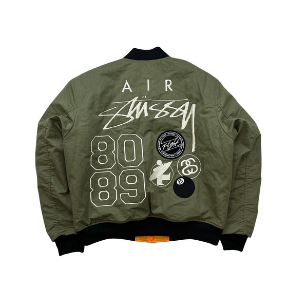 Nike x Stussy 2023 Reversible Green/Orange Patch Work Bomber Jacket - Medium