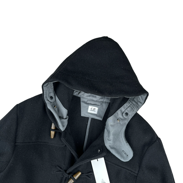 CP Company Black Wool Spellout Watch Viewer Duffle Jacket - XL