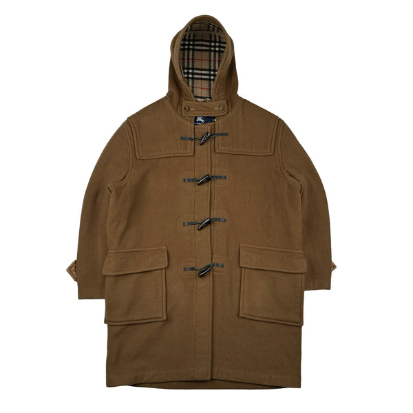Burberry Brown Lana Wool Nova Check Lined Duffle Coat - Large