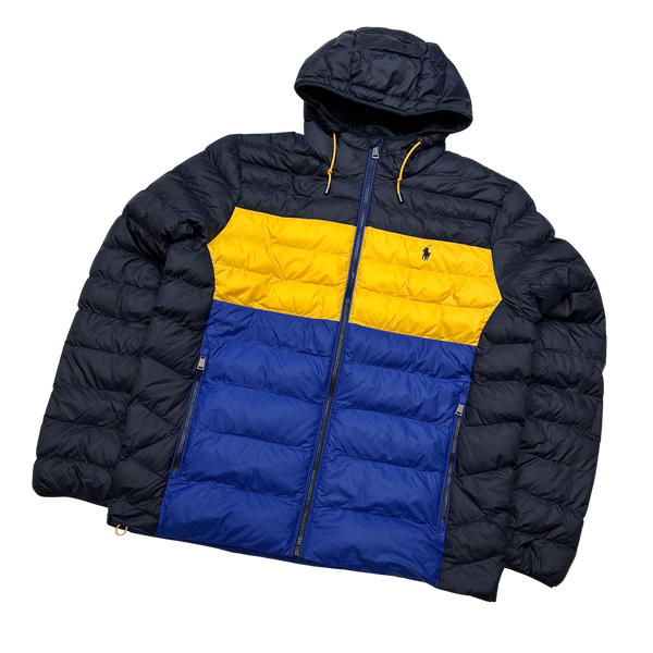 Ralph Lauren Navy & Yellow Padded Puffer Jacket - Medium