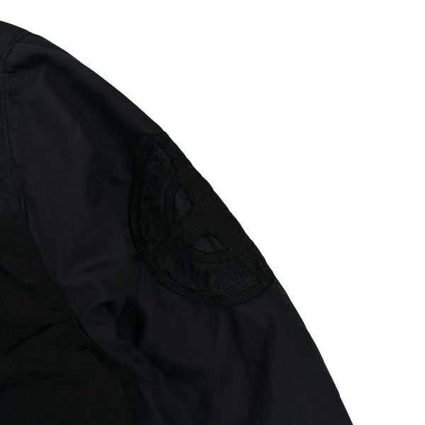 Stone Island 2024 Black Embroidered Compass Zipped Overshirt - Medium