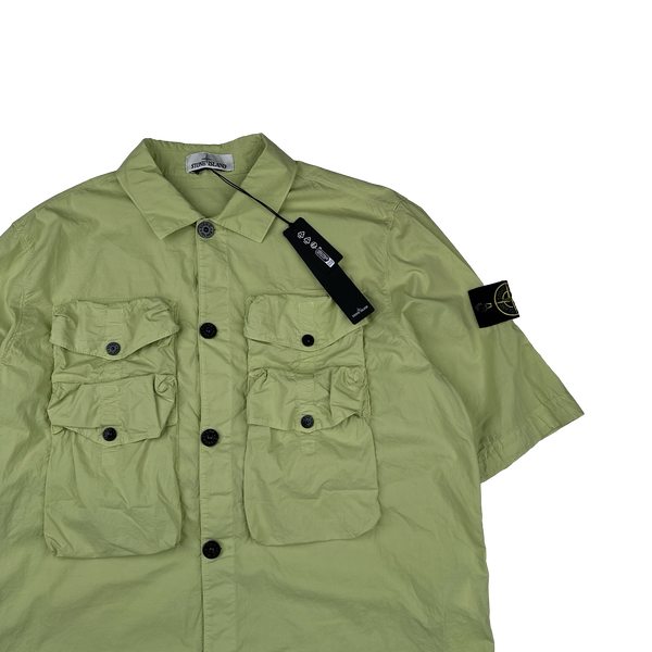 Stone Island 2022 Green Double Pocket Short Sleeve Overshirt - Large