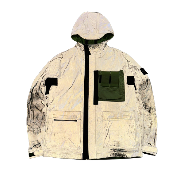 Stone Island 2017 Green Garment Dyed Plated Reflective Mussola Jacket Medium