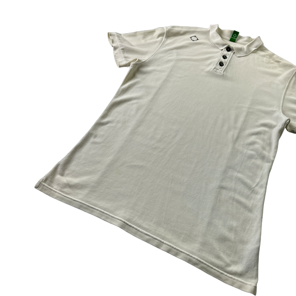 Ma Strum White Cotton Polo Shirt - Small