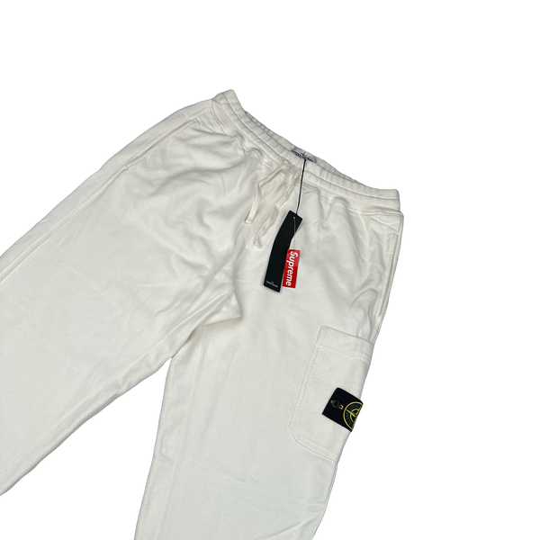 Stone Island Supreme 2014 White Cotton Spellout Tracksuit - XL