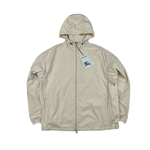 Burberry Cream Nylon Logo Hooded Zipped Jacket - Large