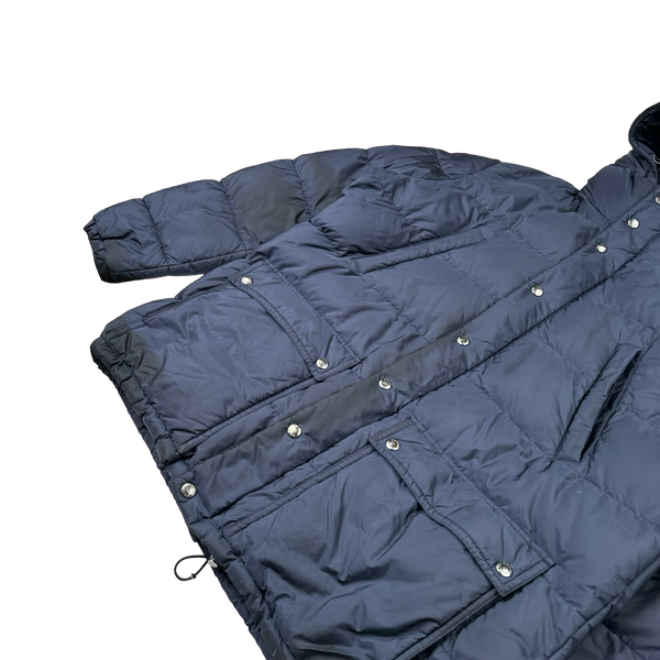 Prada Navy Triangle Logo Plaque Zipped Puffer Jacket - XXL