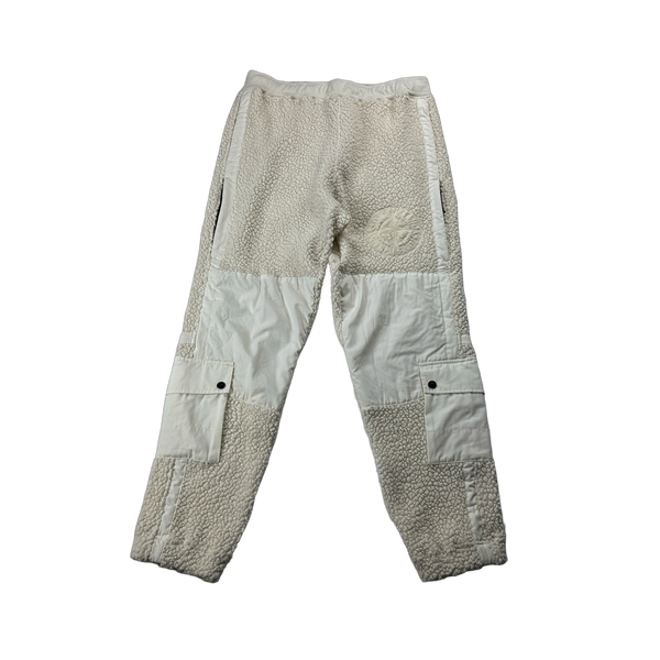 Stone Island 2022 Cream Shearling Compass Spellout Cargos - 36"