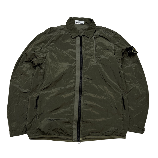 Stone Island 2018 Khaki Shimmer Nylon Metal Overshirt - Large – Mat's ...